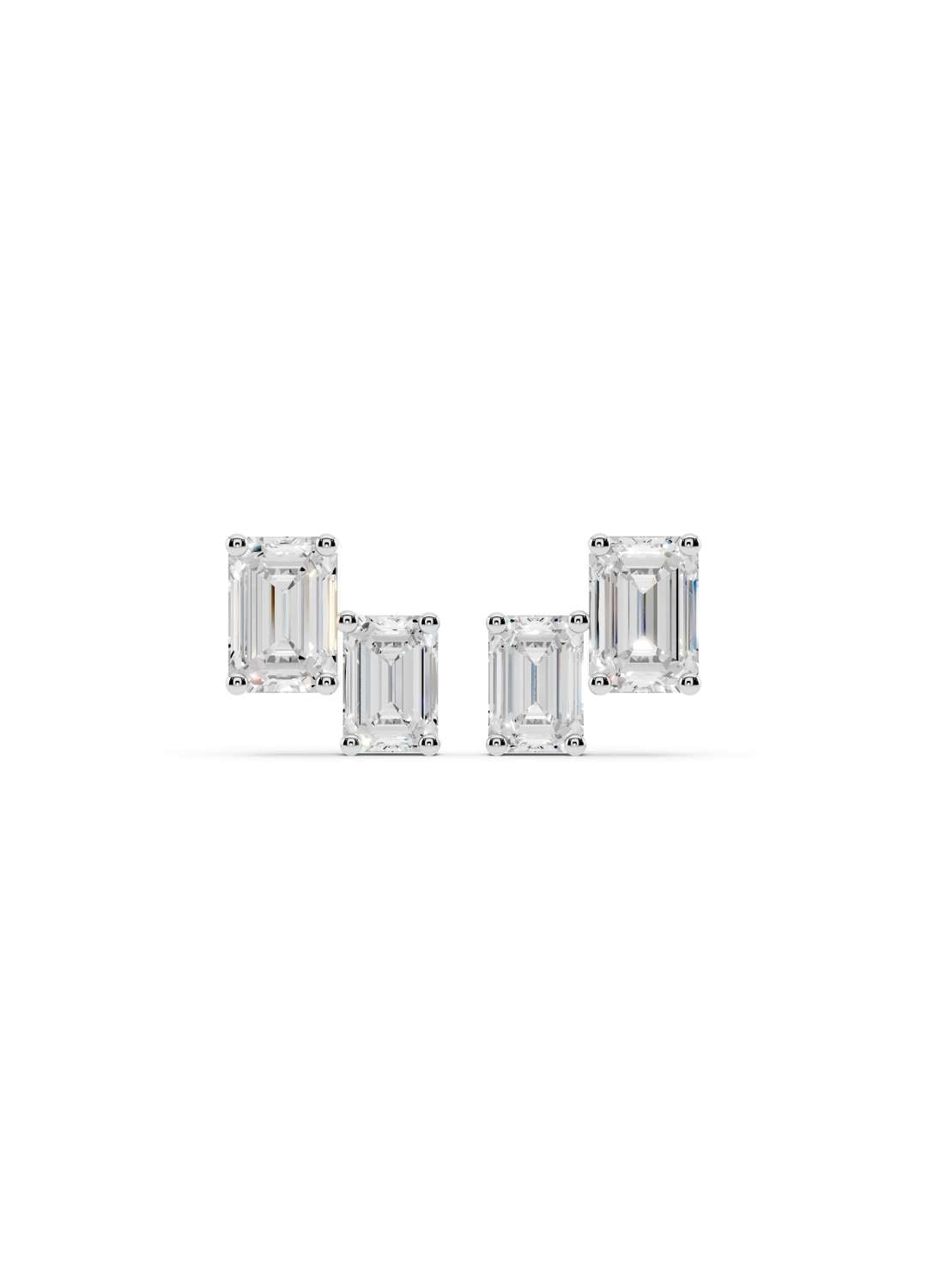 Emerald Diamond Stud Earrings  Image 1