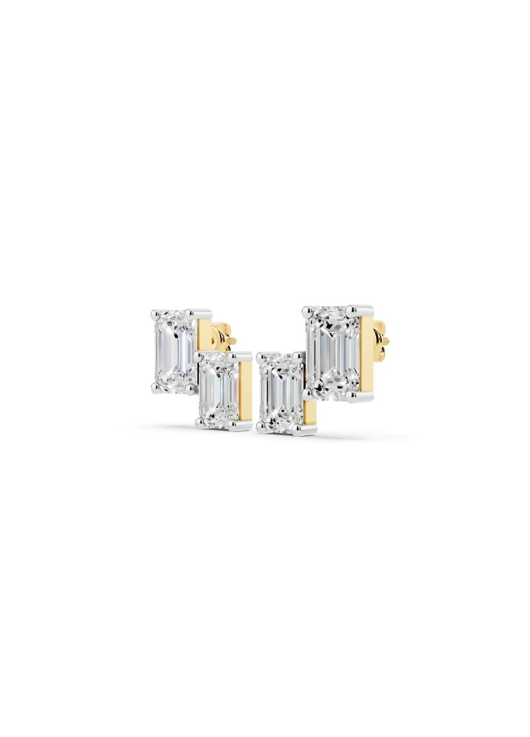 Emerald Diamond Stud Earrings  Image 2