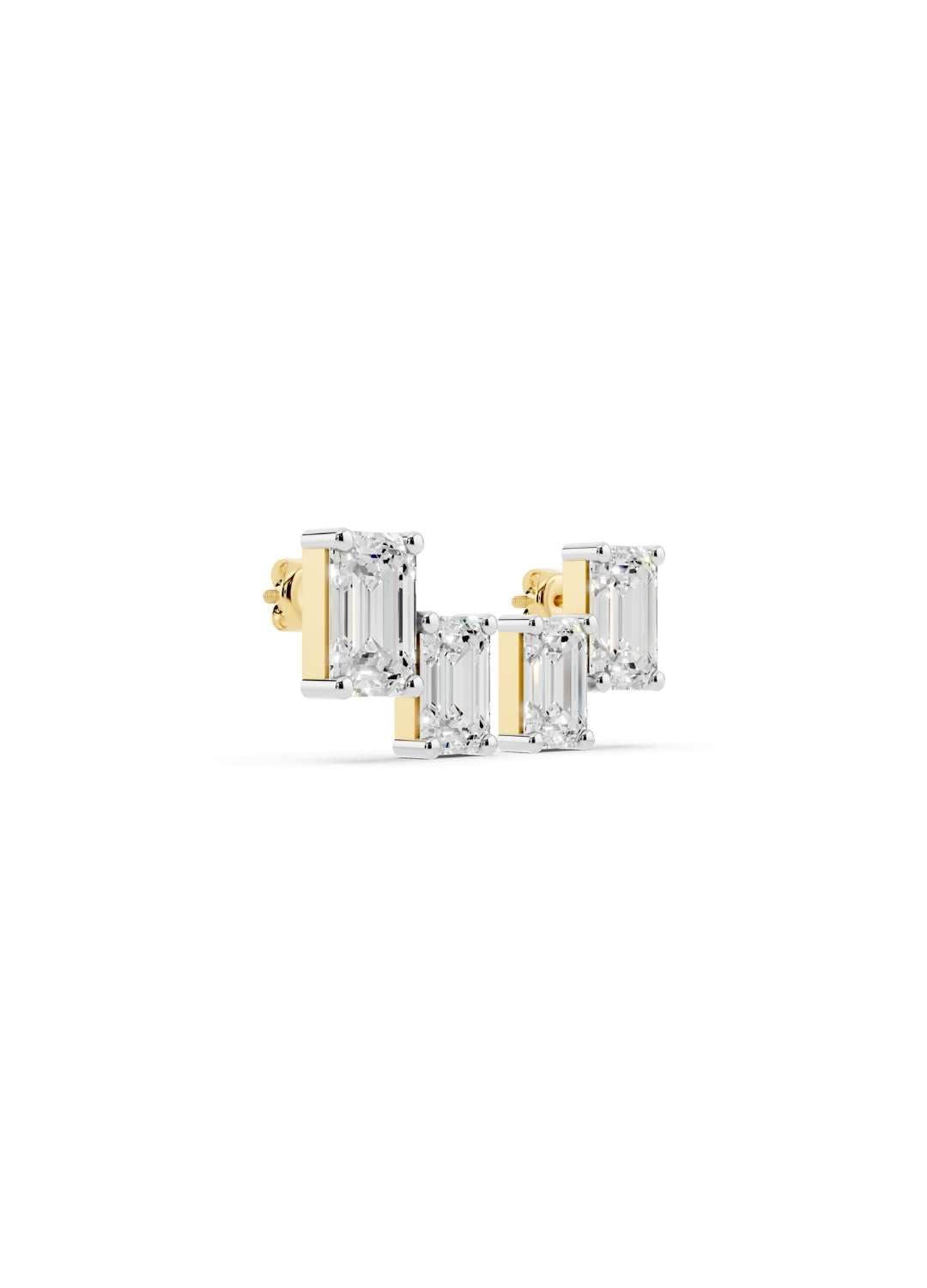 Emerald Diamond Stud Earrings  Image 3