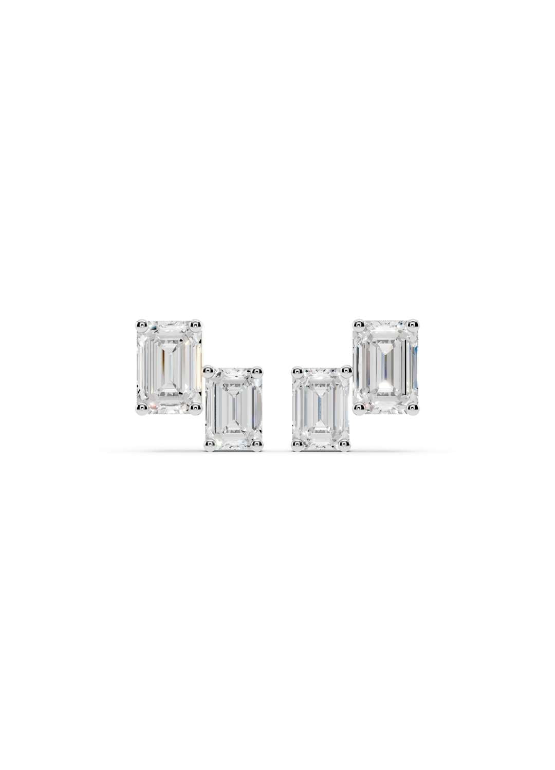 Emerald Diamond Stud Earrings  Image 5