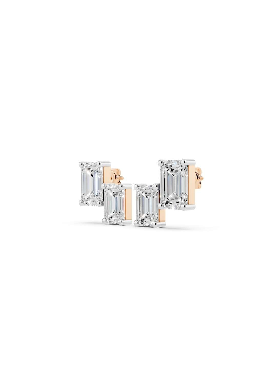 Emerald Diamond Stud Earrings  Image 6
