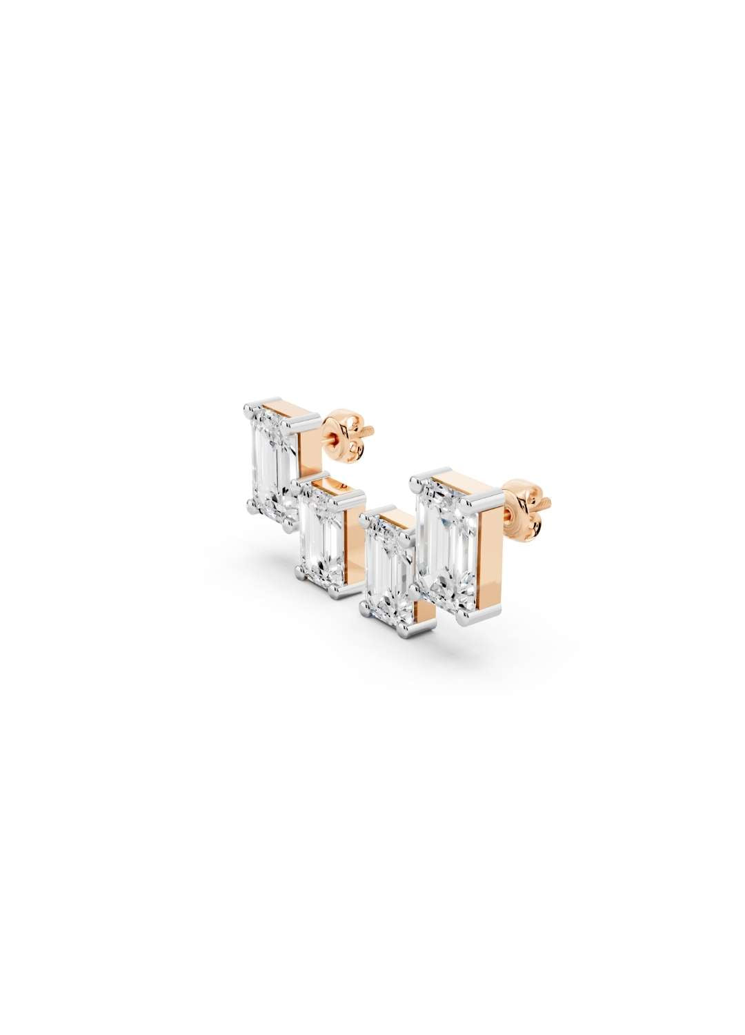 Emerald Diamond Stud Earrings  Image 7