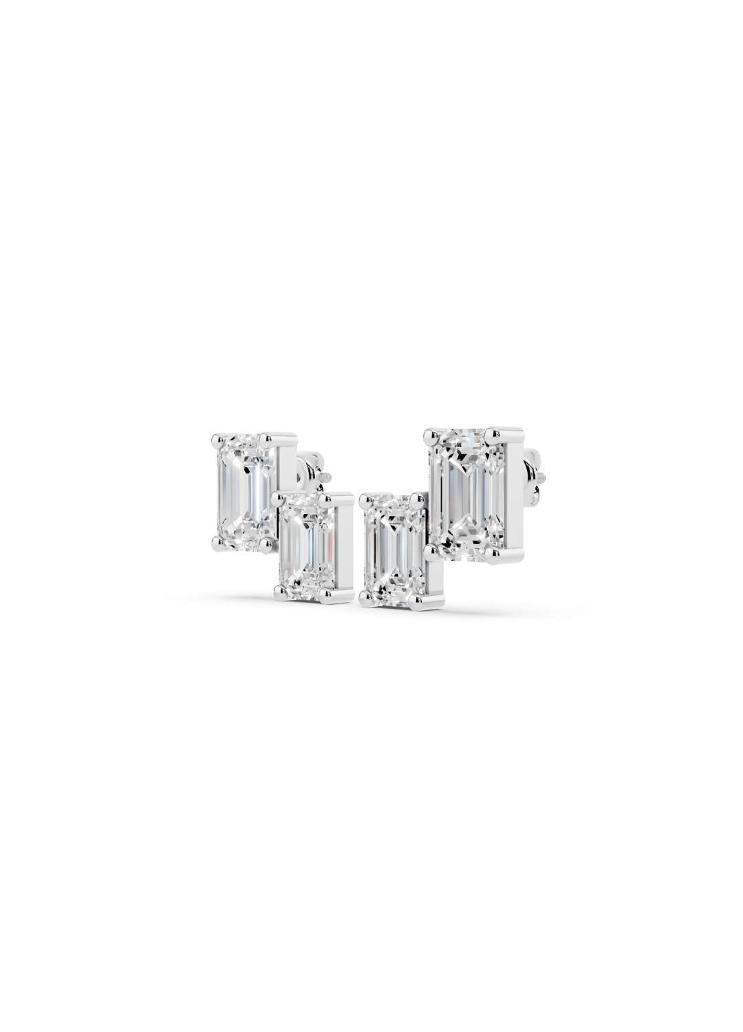 Emerald Diamond Stud Earrings  Image 9