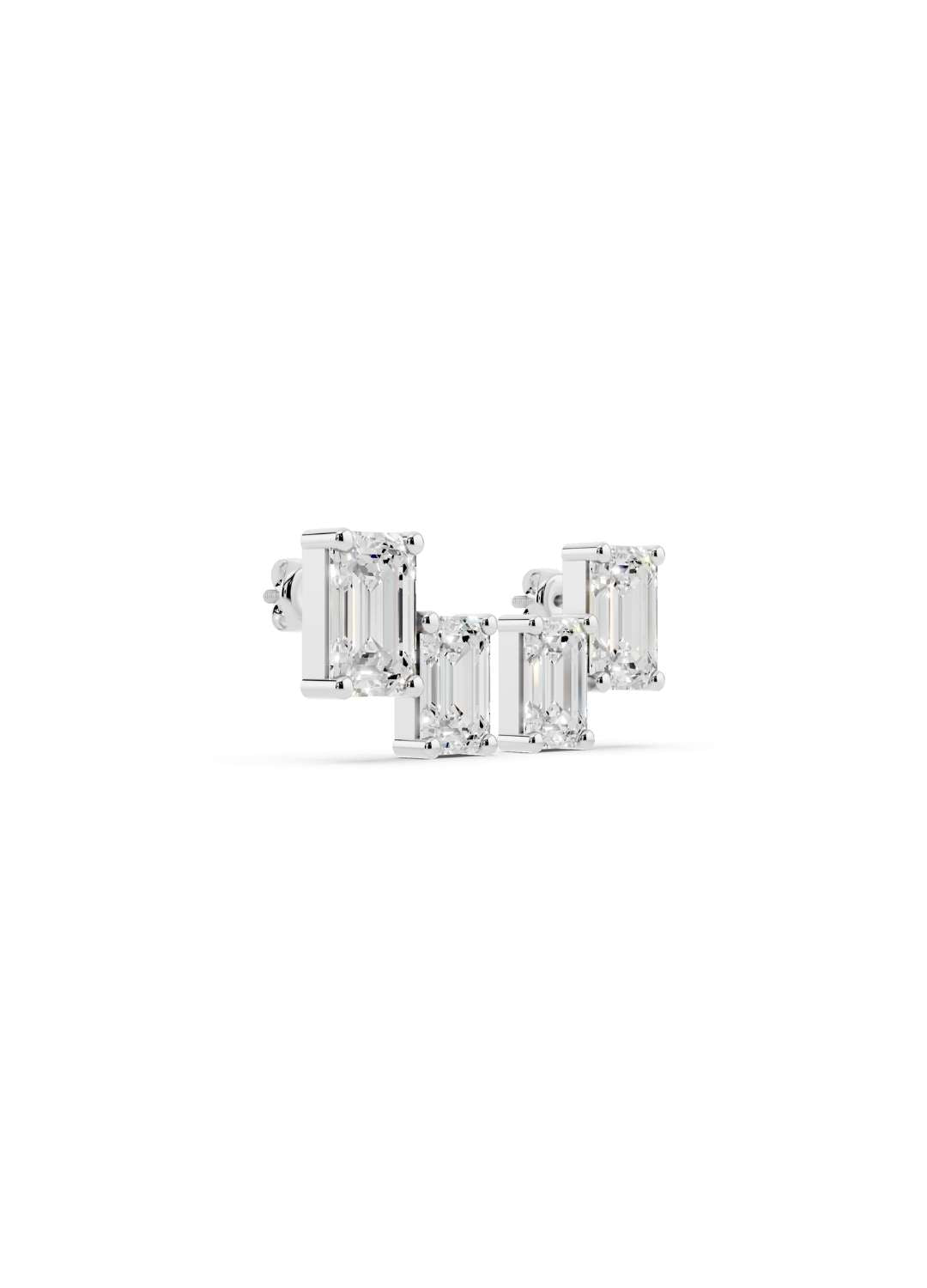 Emerald Diamond Stud Earrings  Image 10