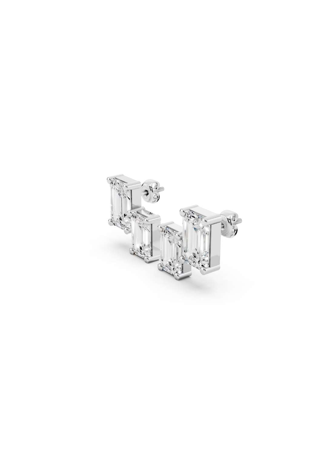 Emerald Diamond Stud Earrings  Image 11