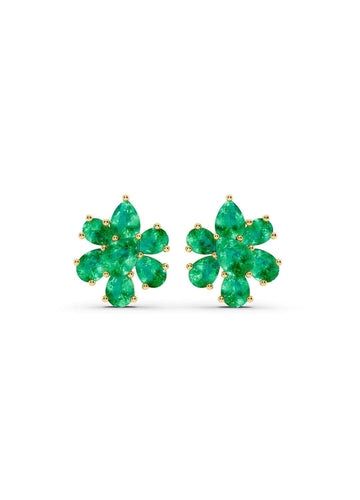 Emerald Floral Stud Earrings Image 1