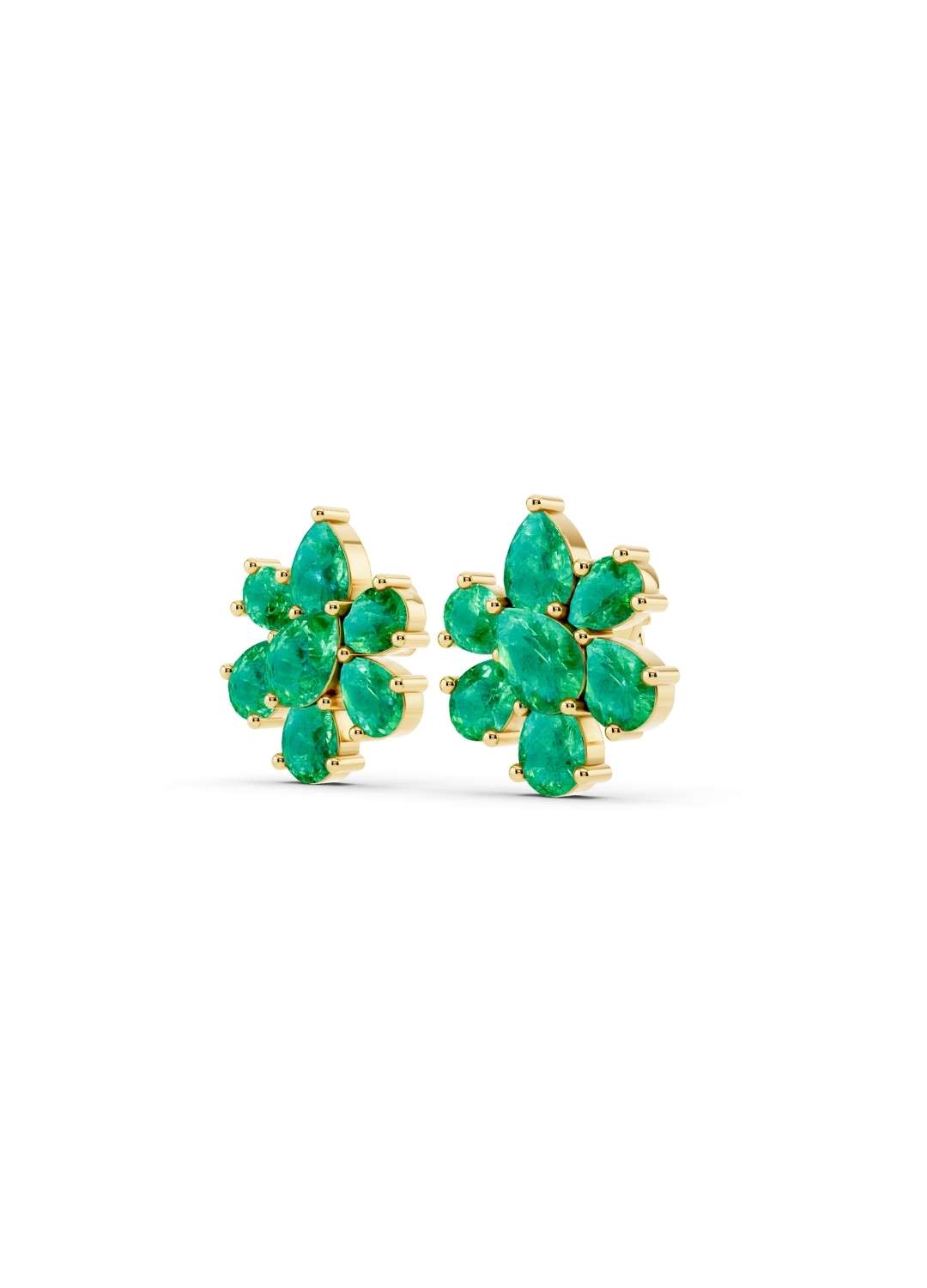 Emerald Floral Stud Earrings Image 1
