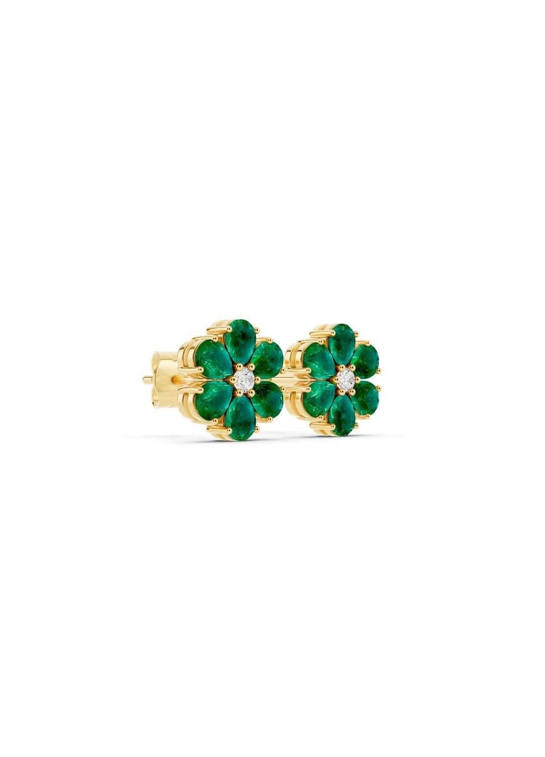 Emerald Floral Spark Stud Earrings Image 2