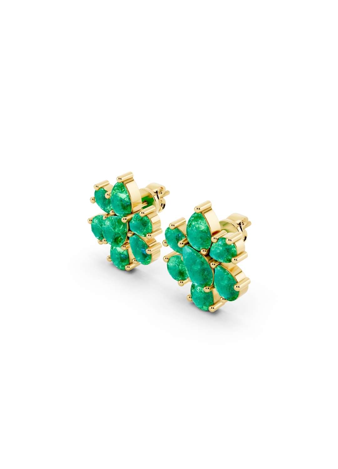 Emerald Floral Stud Earrings Image 3