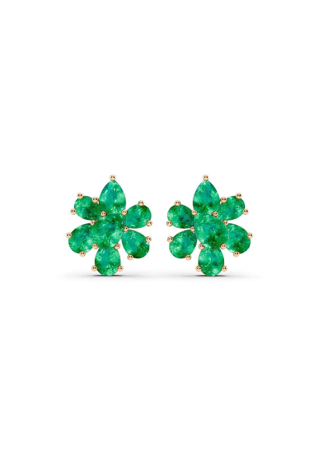 Emerald Floral Stud Earrings Image 5