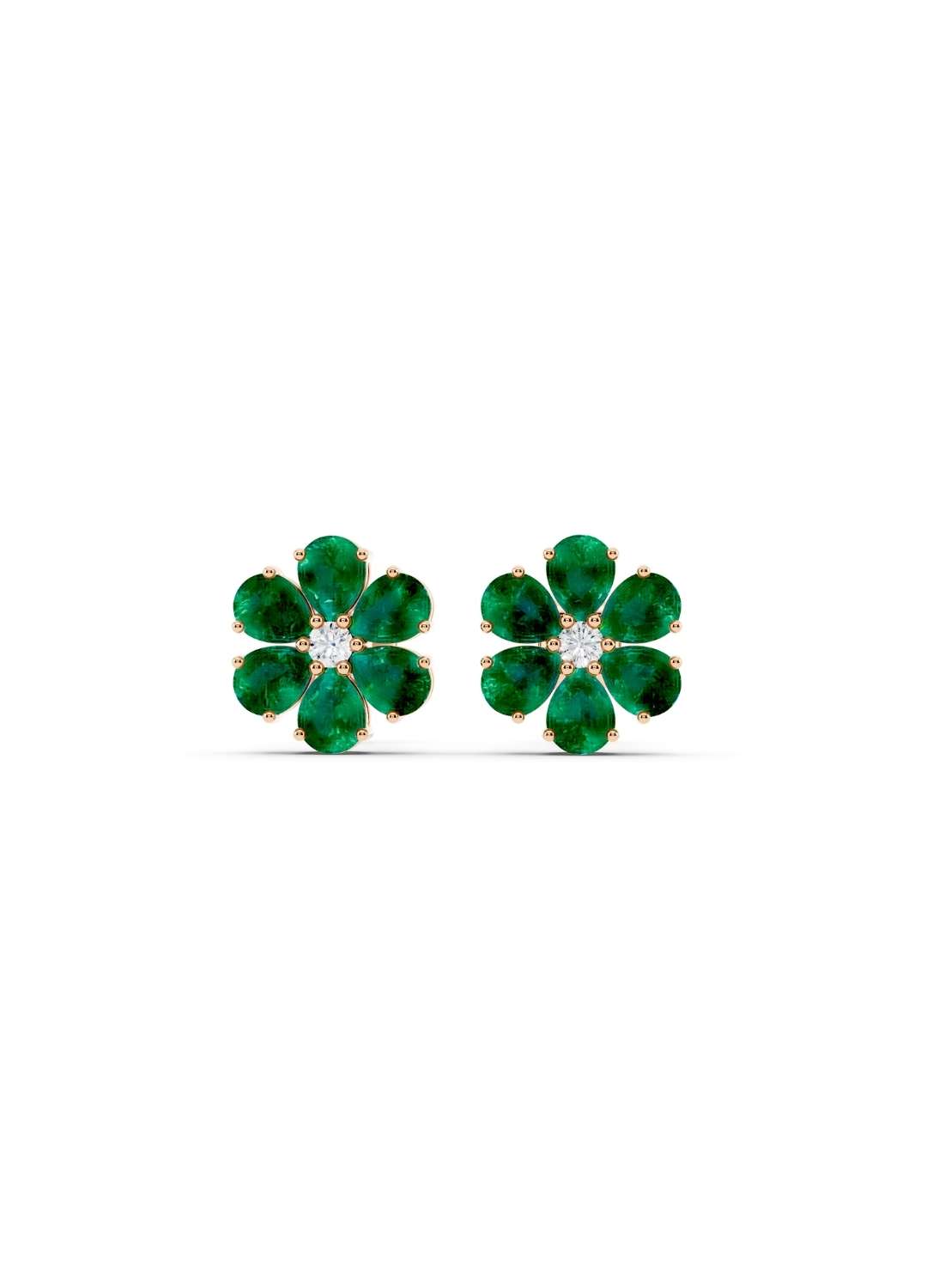 Emerald Floral Spark Stud Earrings Image 5