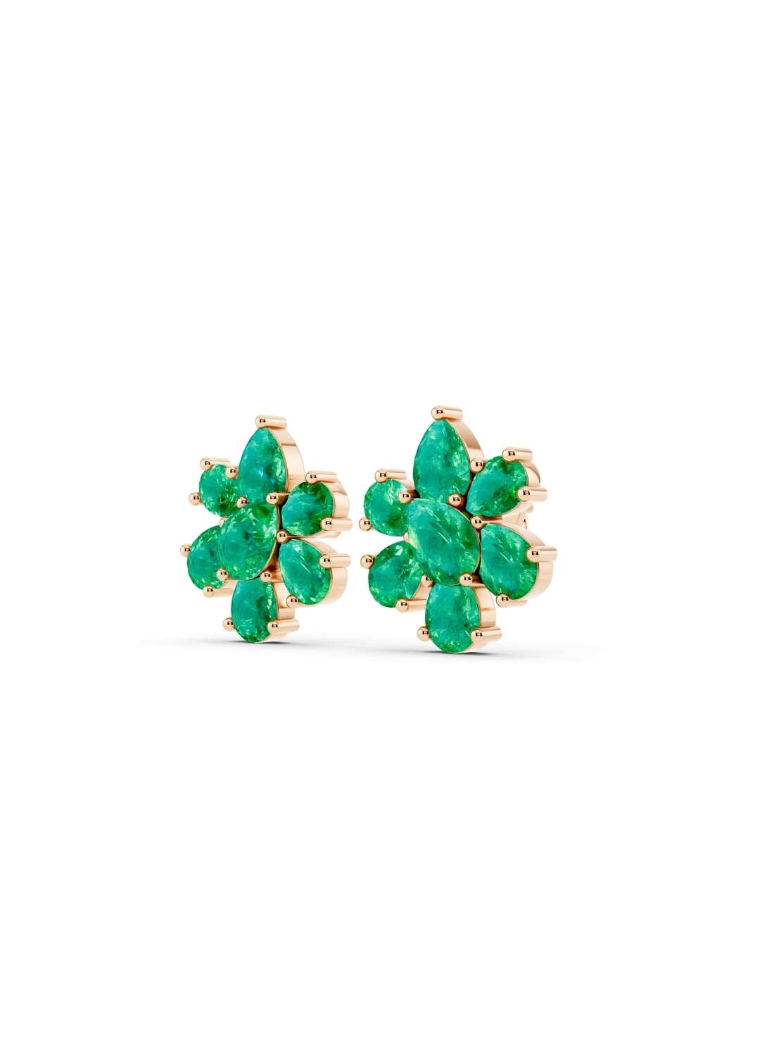 Emerald Floral Stud Earrings Image 6