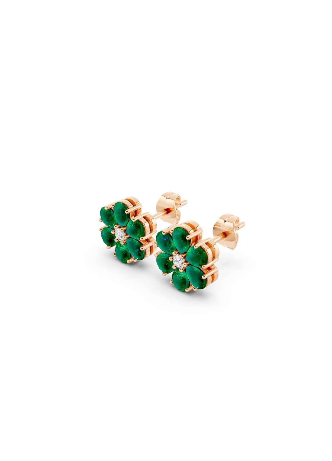 Emerald Floral Spark Stud Earrings Image 7