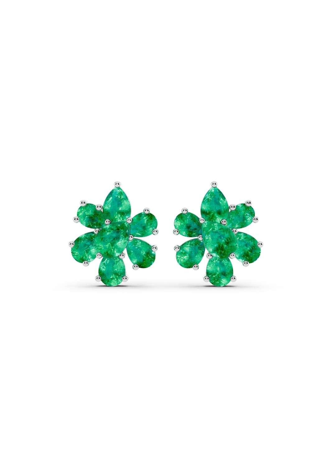 Emerald Floral Stud Earrings Image 9