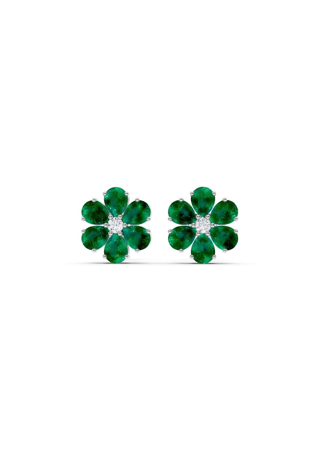 Emerald Floral Spark Stud Earrings Image 9