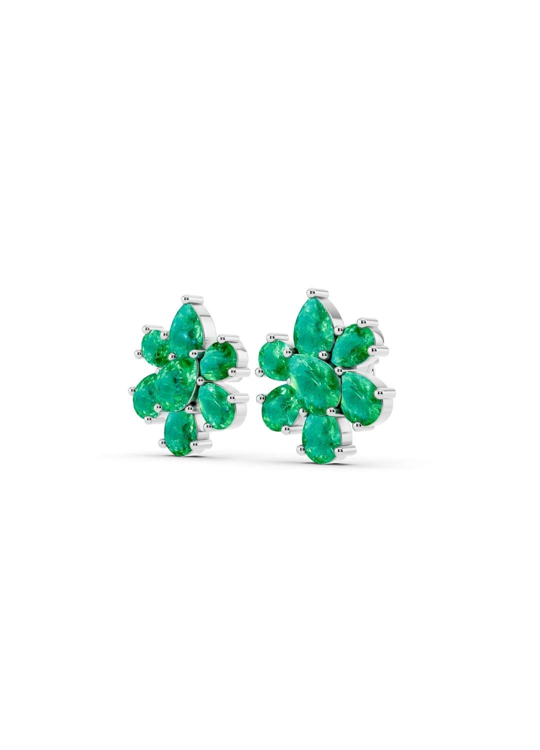 Emerald Floral Stud Earrings Image 10