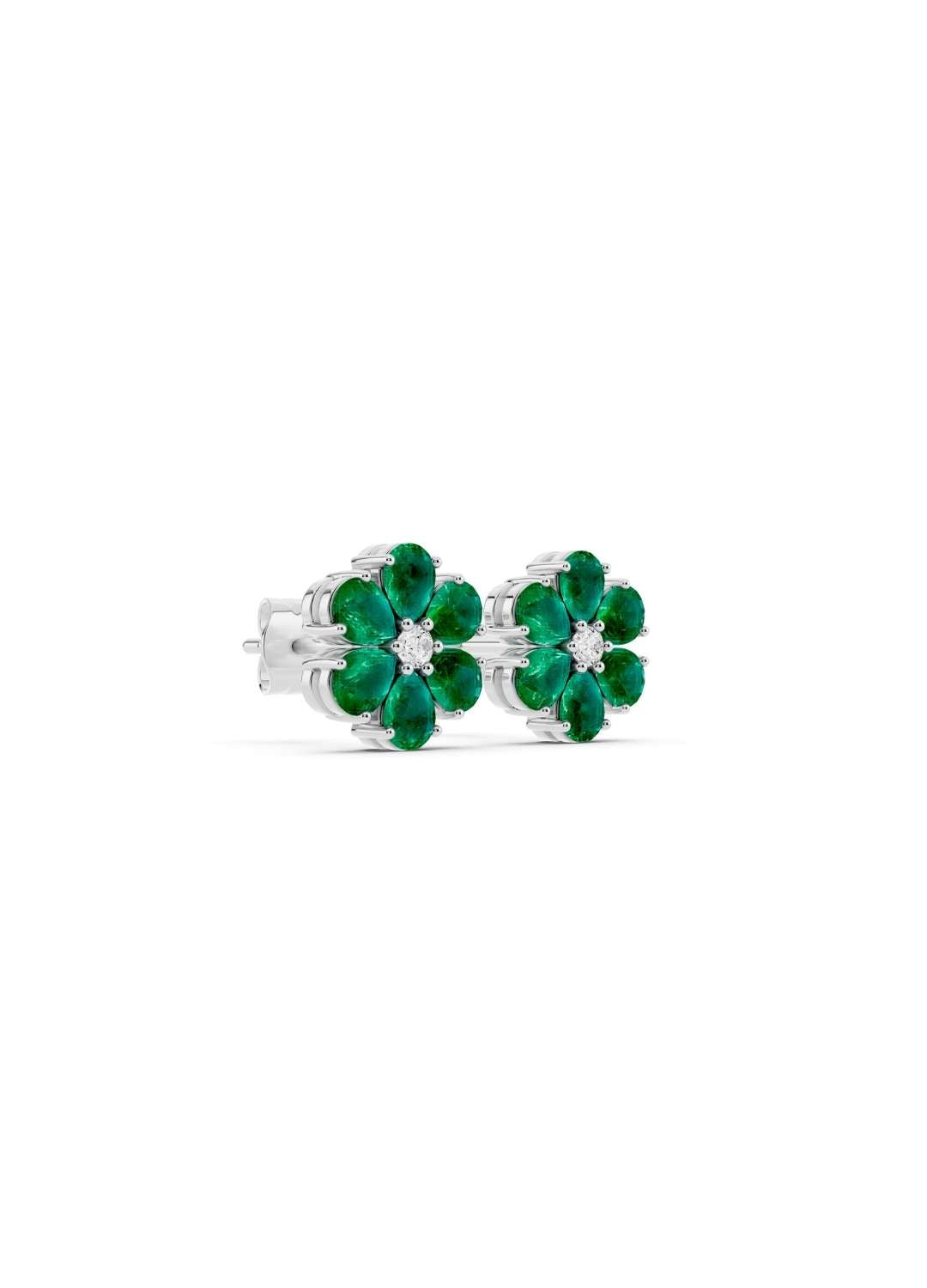 Emerald Floral Spark Stud Earrings Image 10
