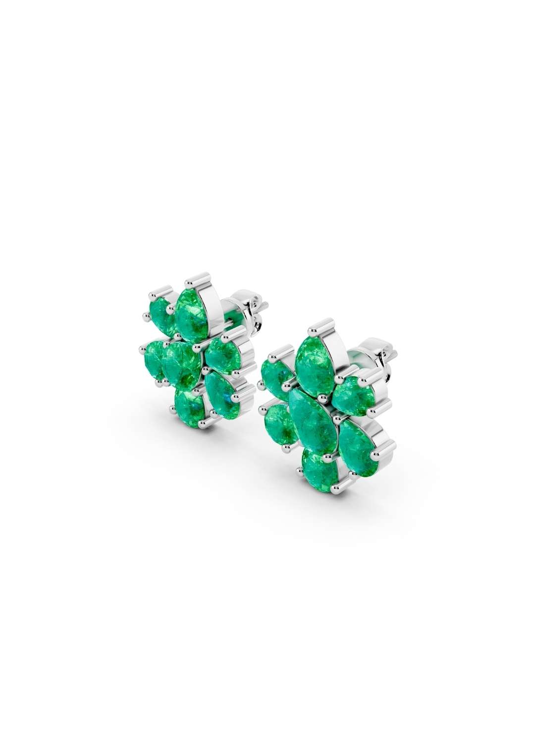 Emerald Floral Stud Earrings Image 11