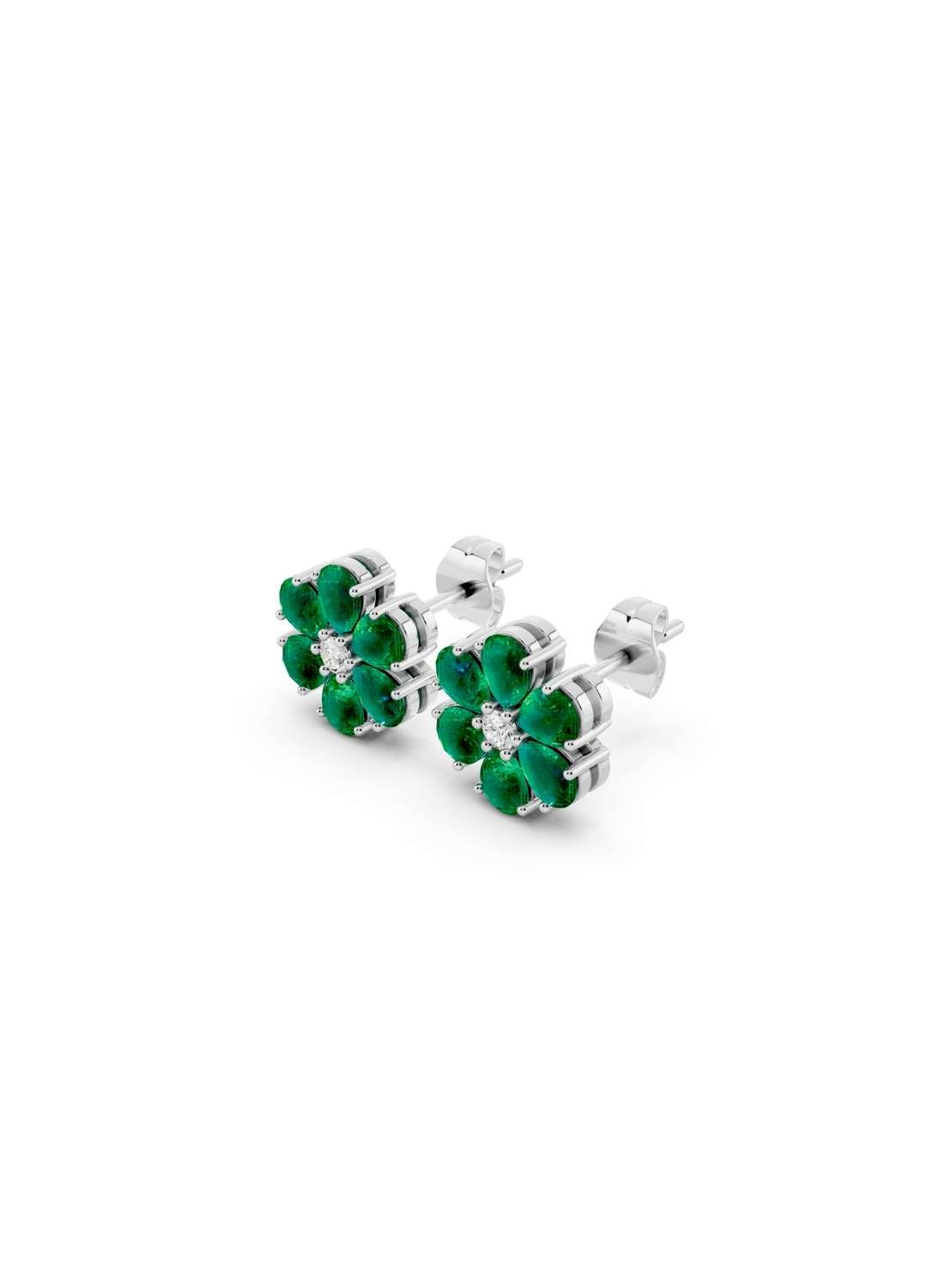 Emerald Floral Spark Stud Earrings Image 11