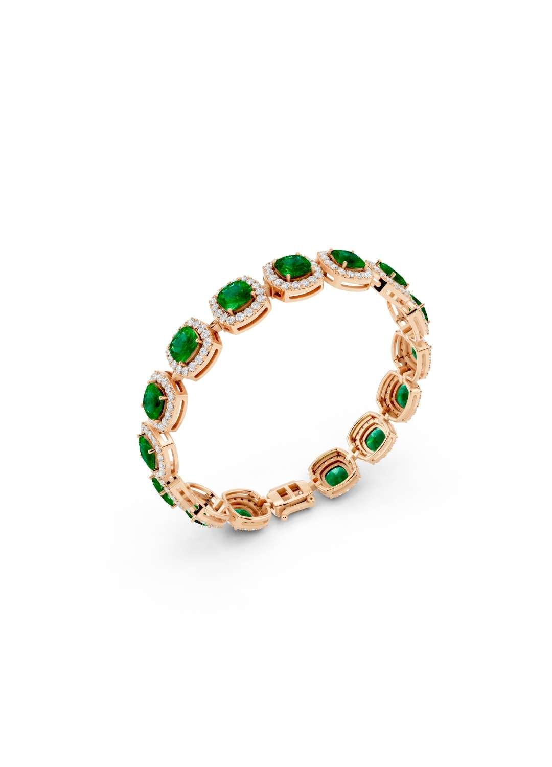 Emerald Halo Diamond Bracelet Image 9