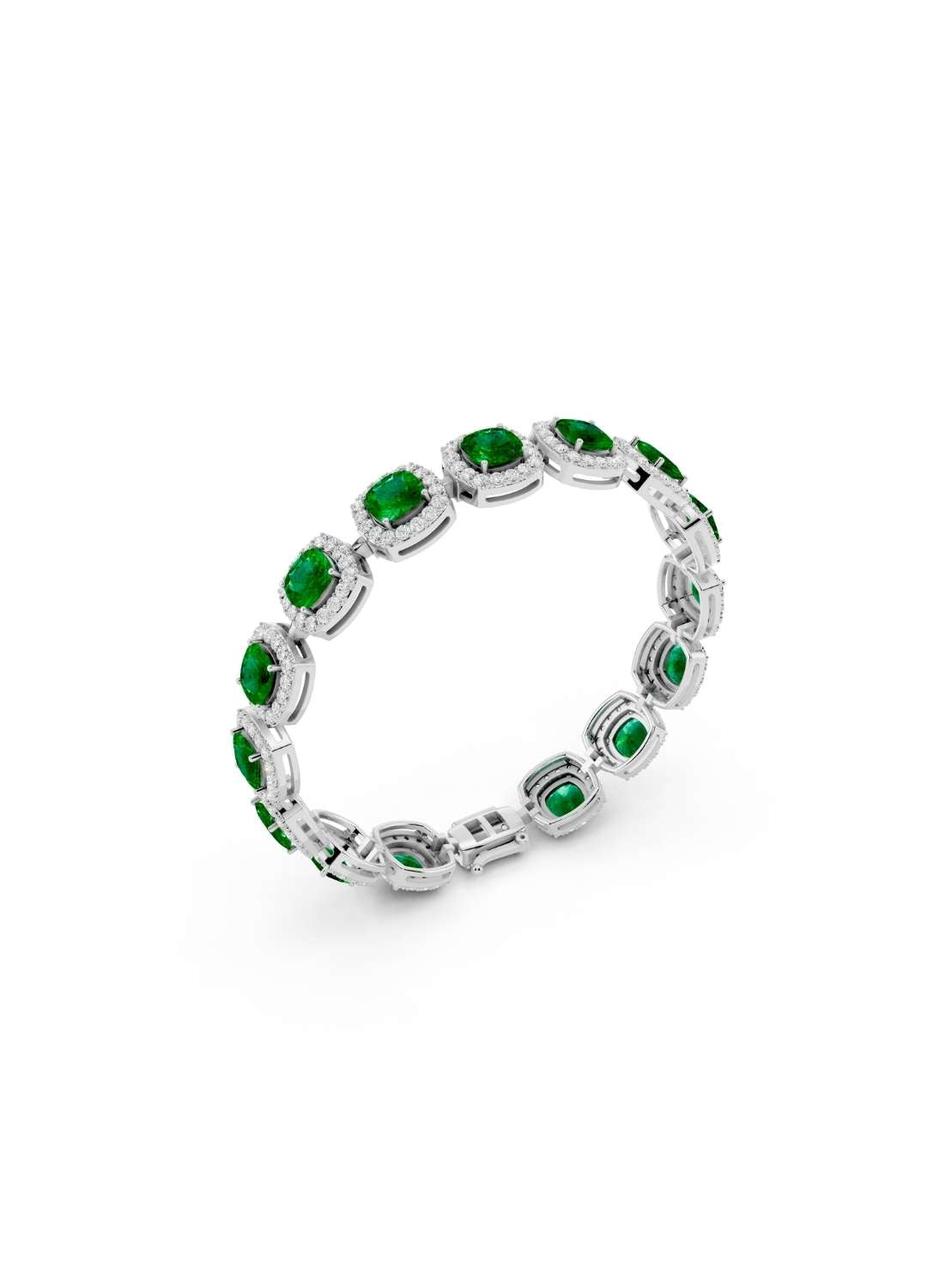 Emerald Halo Diamond Bracelet Image 14