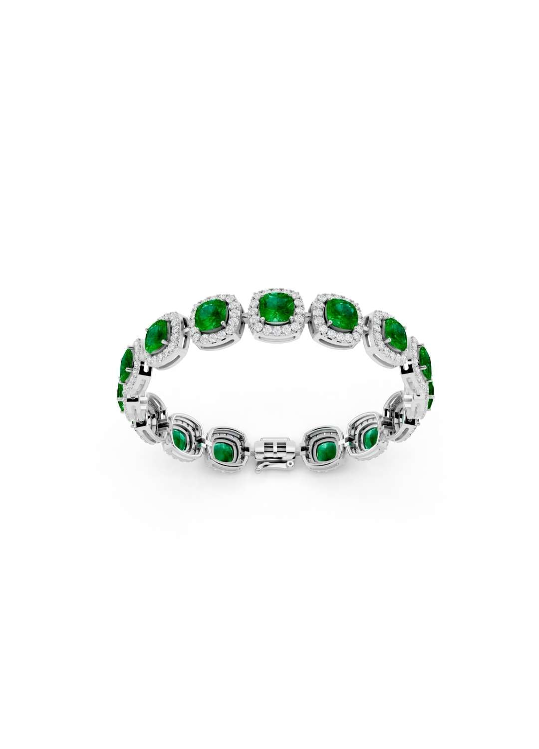 Emerald Halo Diamond Bracelet Image 15