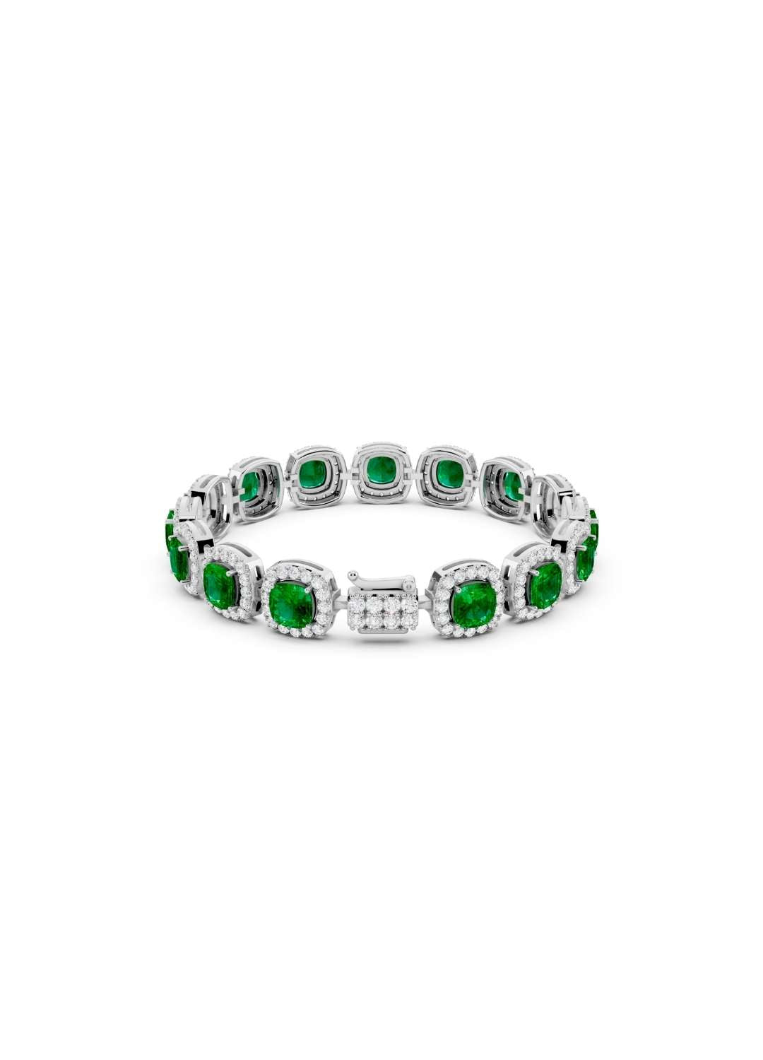 Emerald Halo Diamond Bracelet Image 12