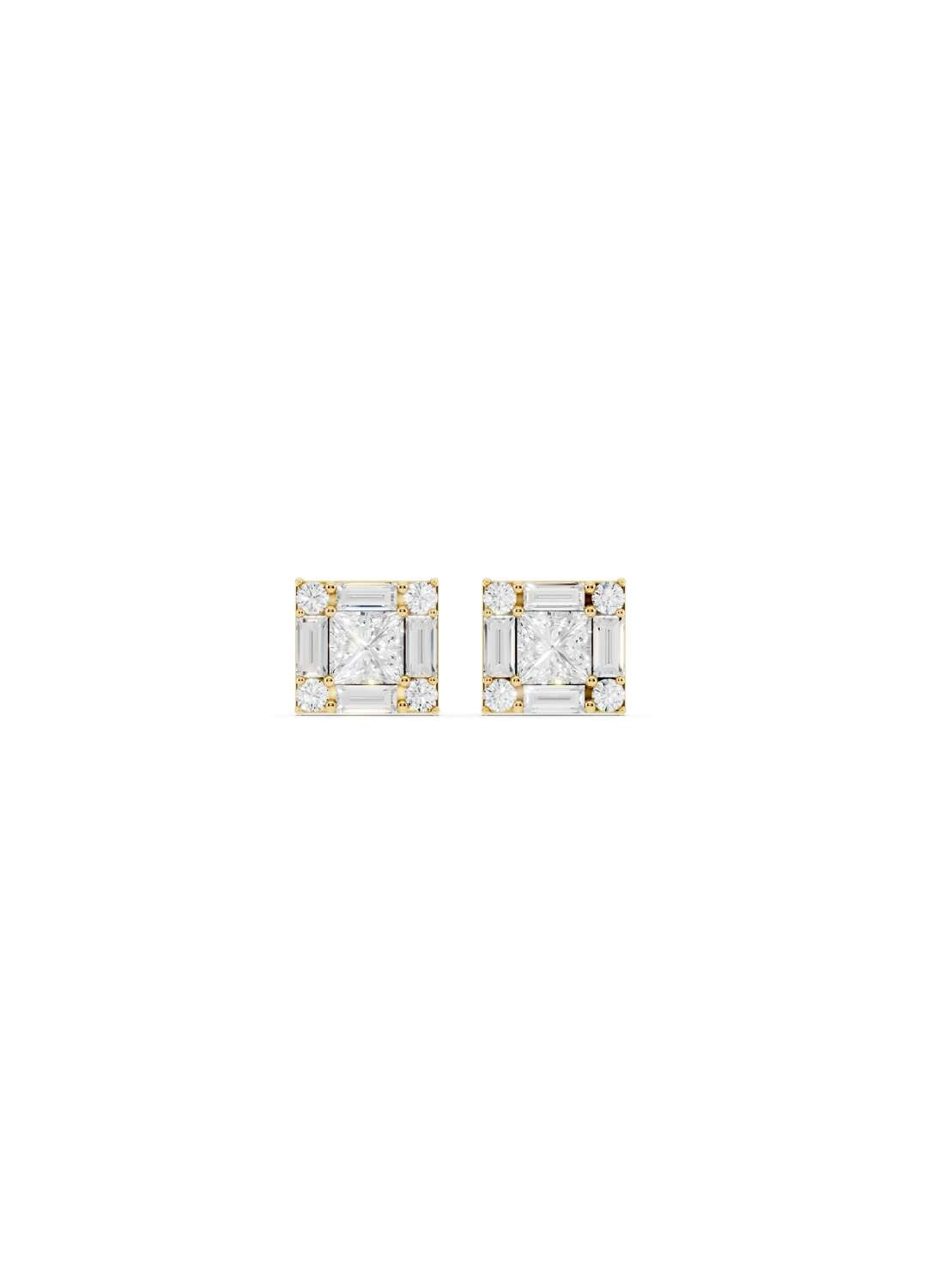 Emerald Illusion Diamond Stud Earrings Image 3