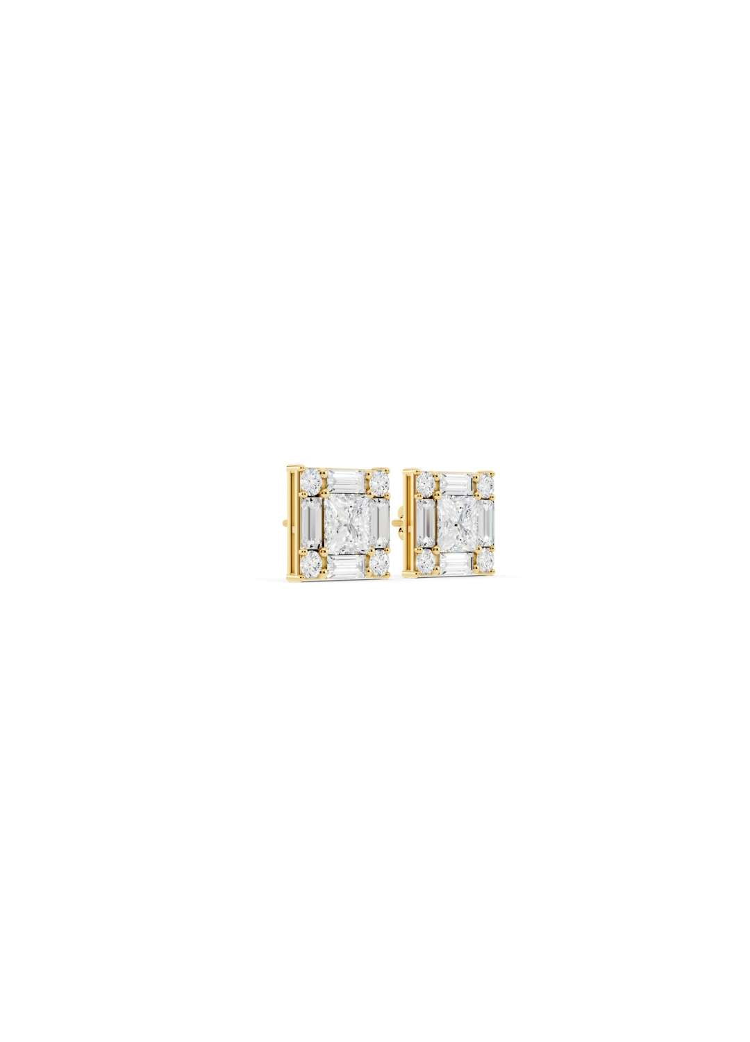 Emerald Illusion Diamond Stud Earrings Image 2