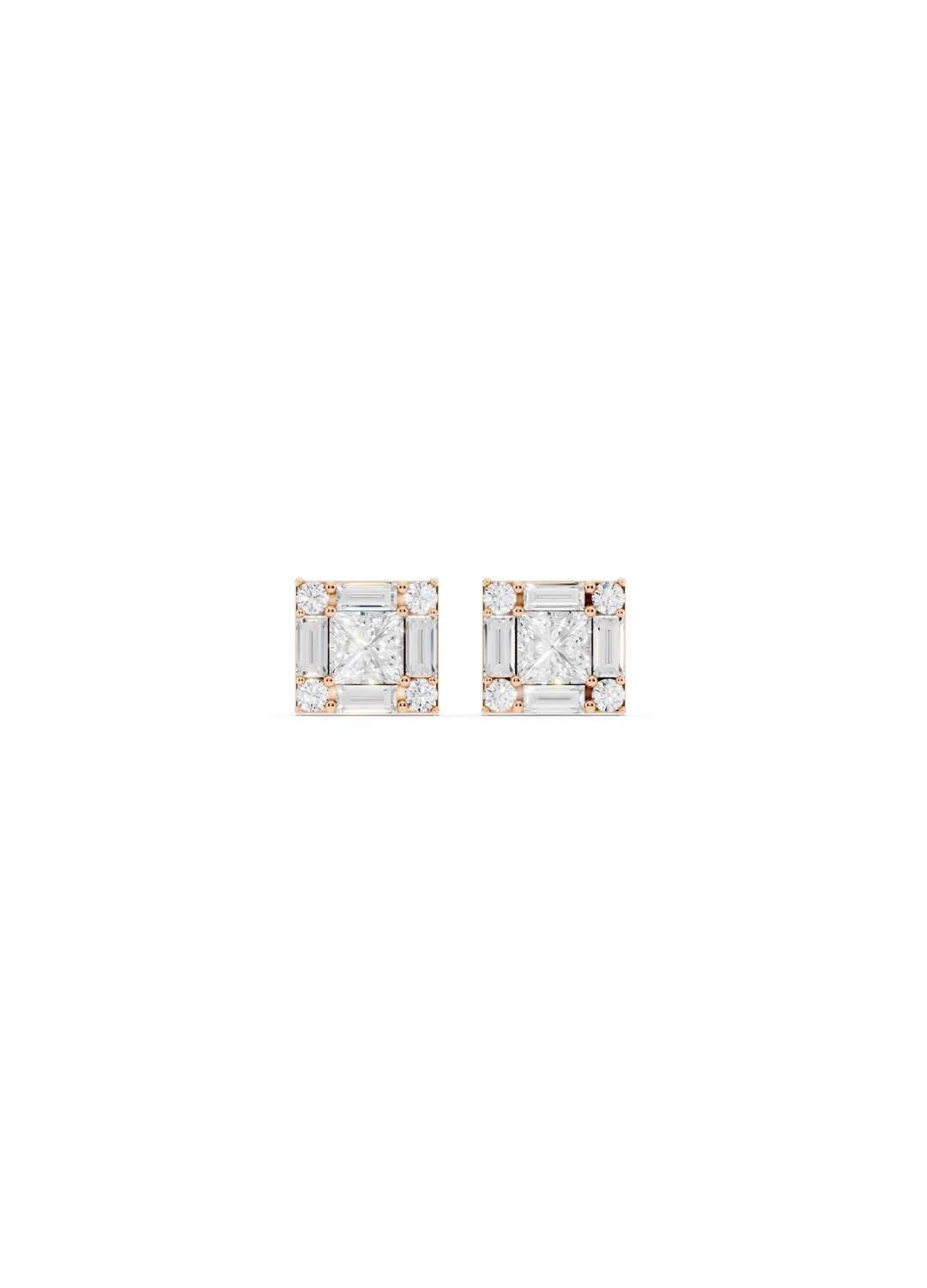Emerald Illusion Diamond Stud Earrings Image 6