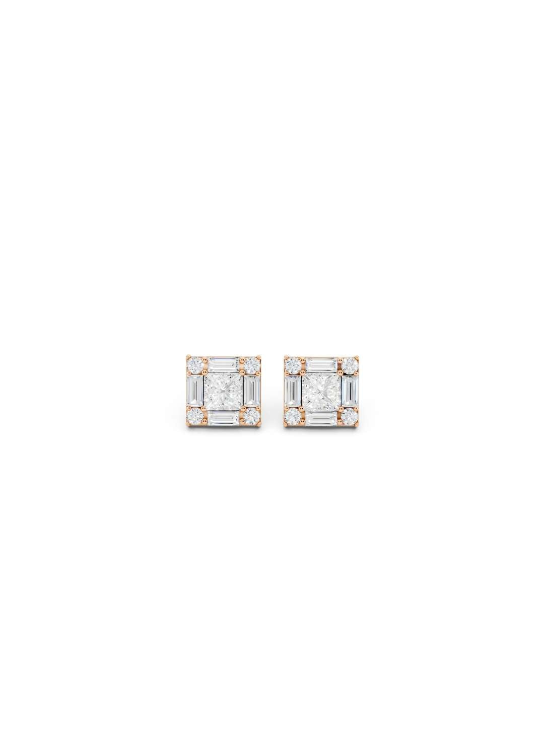 Emerald Illusion Diamond Stud Earrings Image 4