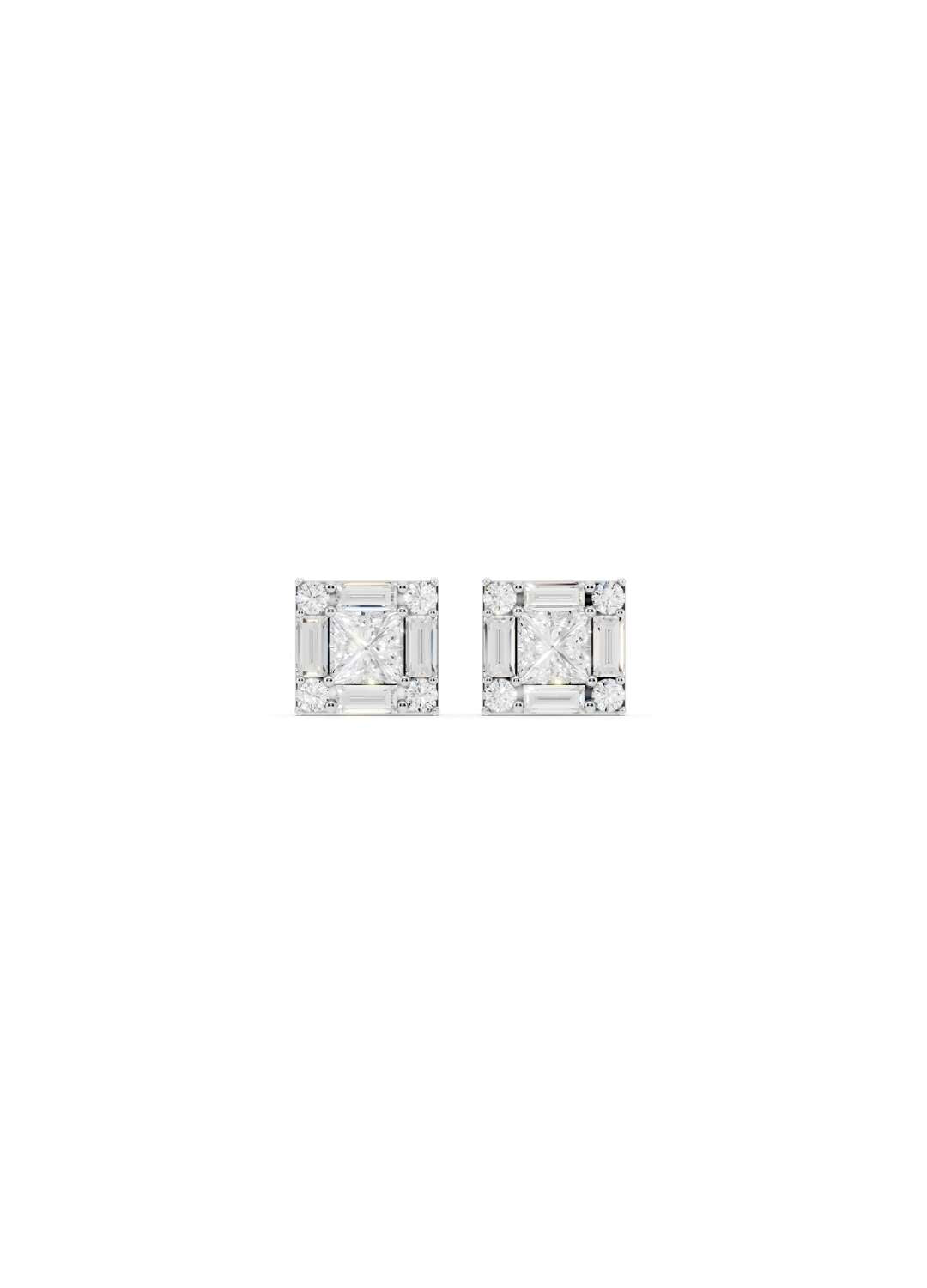 Emerald Illusion Diamond Stud Earrings Image 7