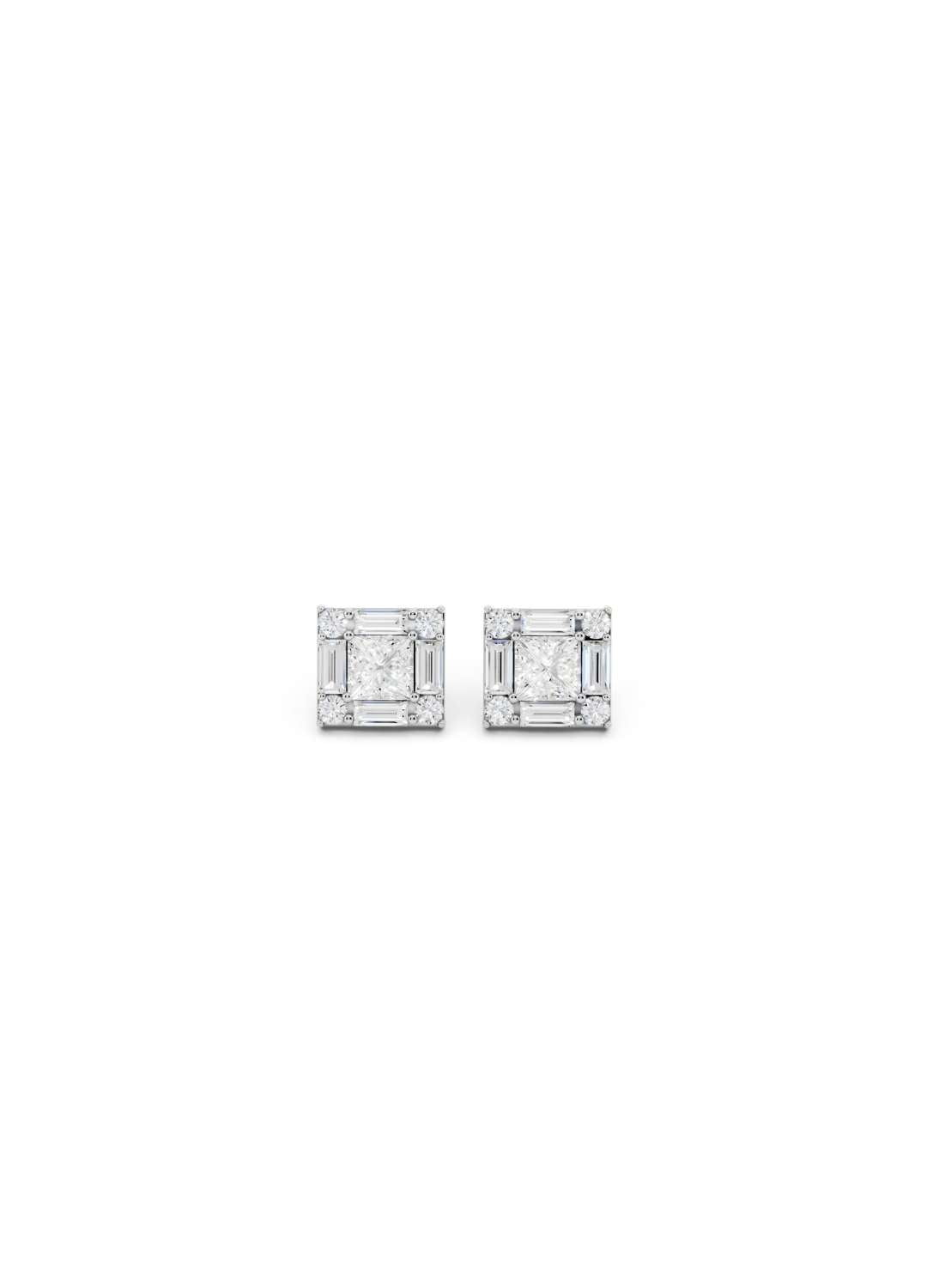 Emerald Illusion Diamond Stud Earrings Image 8