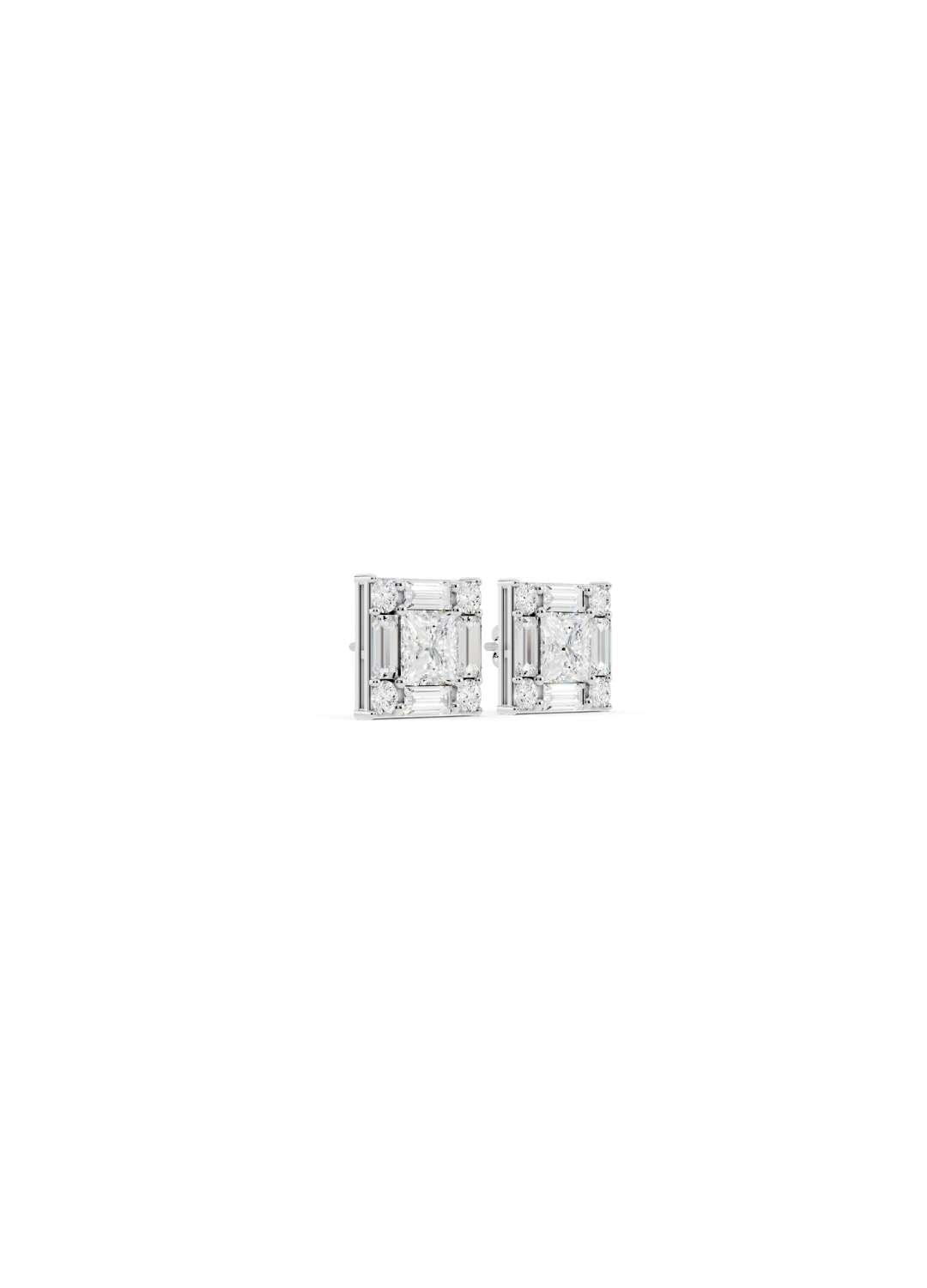 Emerald Illusion Diamond Stud Earrings Image 9