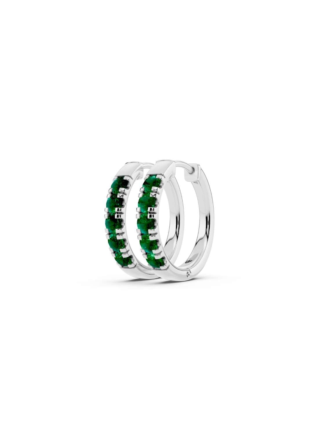 Emerald Petite Hoop Earrings Image 9