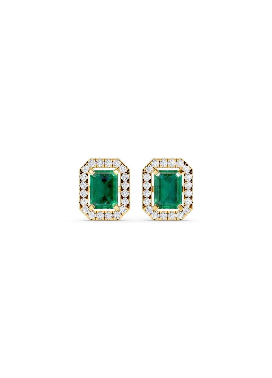 Emerald Sapphire & Diamond Halo Studs Image 1