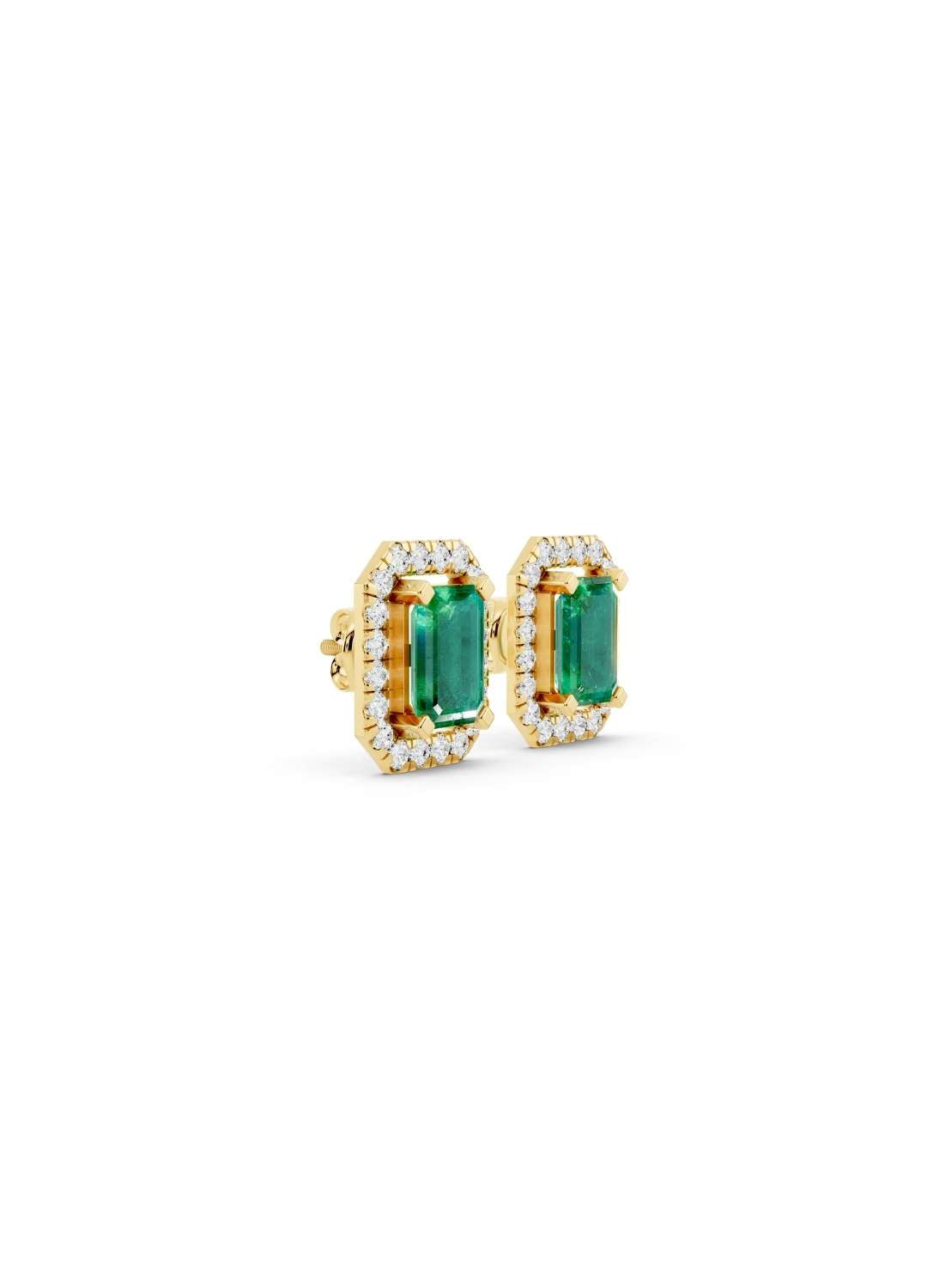 Emerald Sapphire & Diamond Halo Studs Image 2