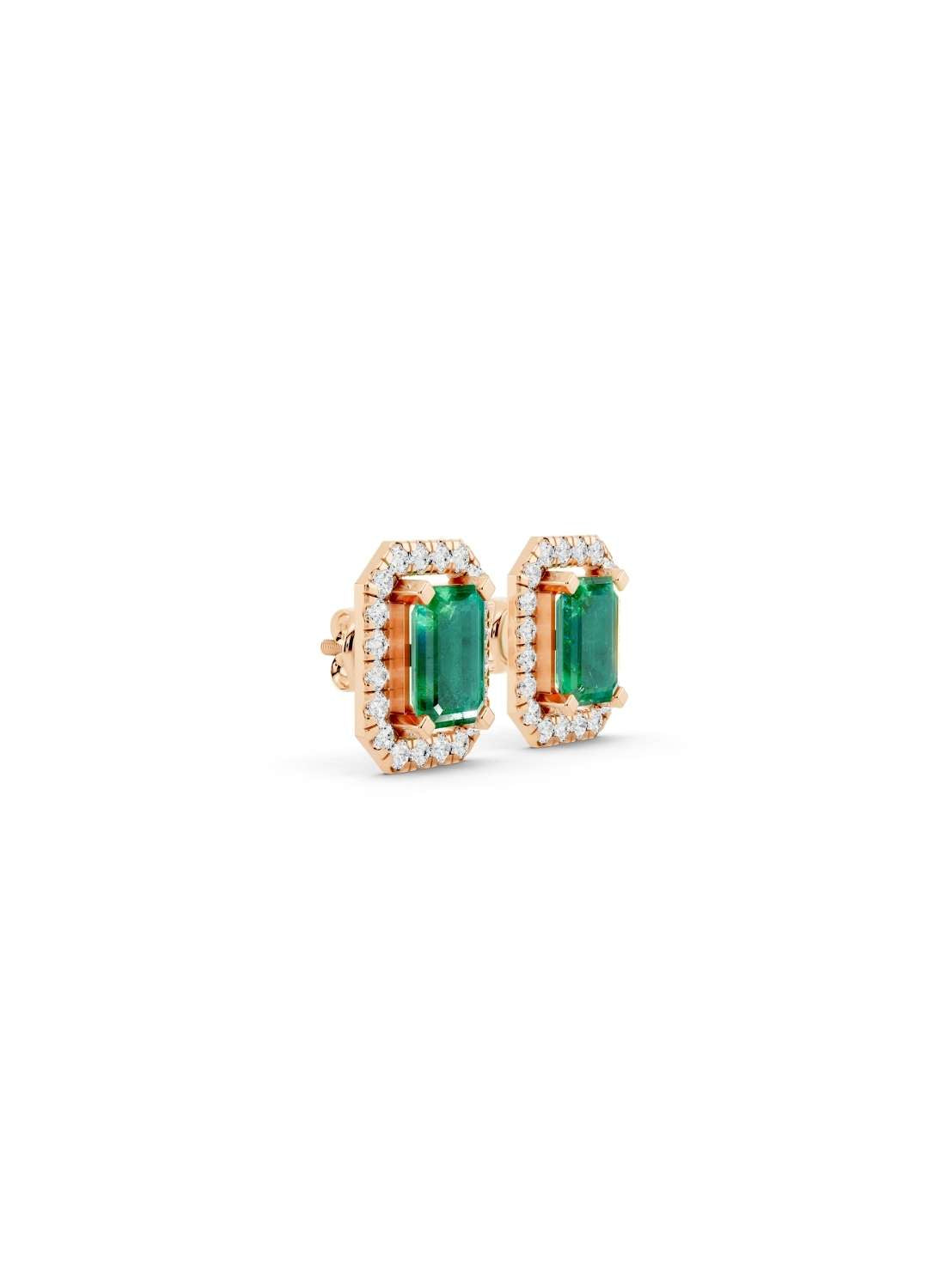 Emerald Sapphire & Diamond Halo Studs Image 5