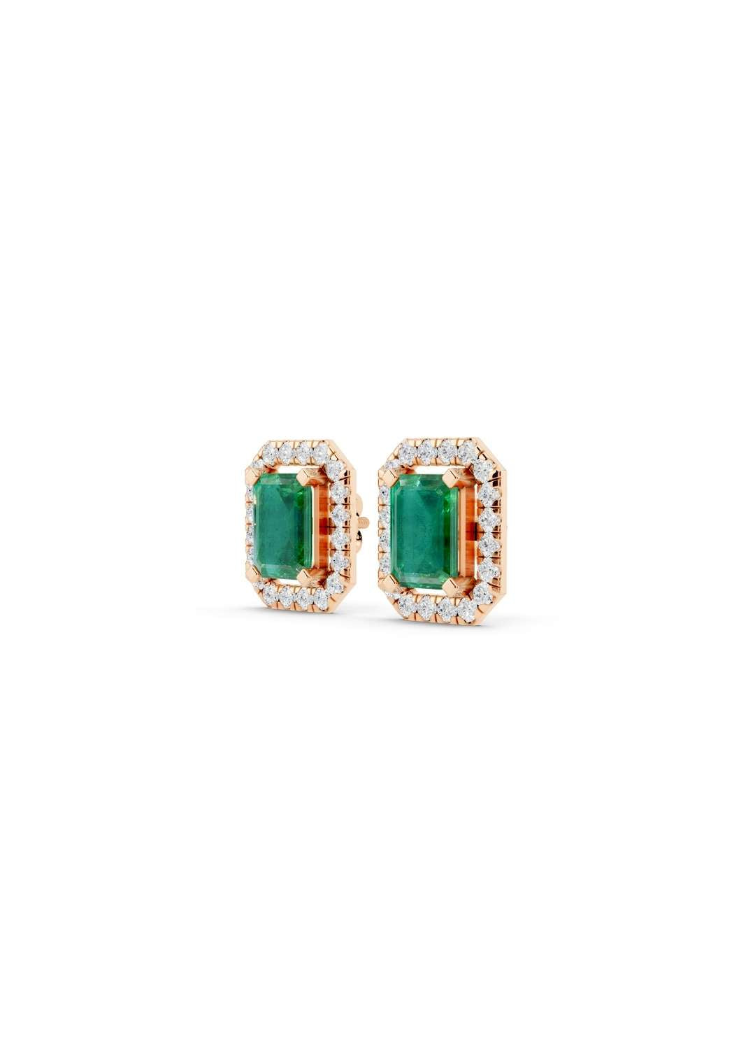 Emerald Sapphire & Diamond Halo Studs Image 6