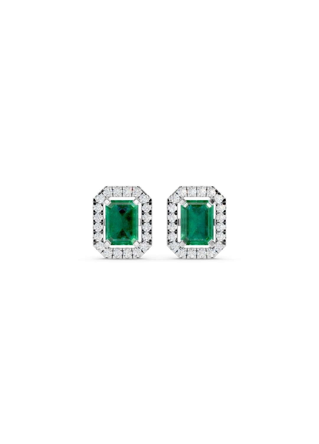 Emerald Sapphire & Diamond Halo Studs Image 8
