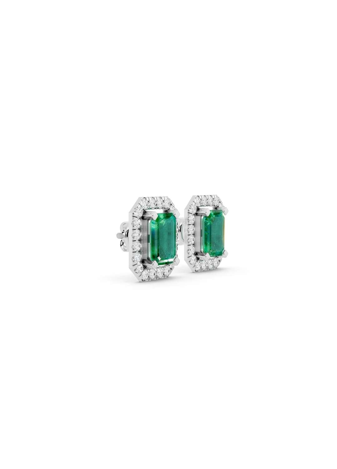 Emerald Sapphire & Diamond Halo Studs Image 9