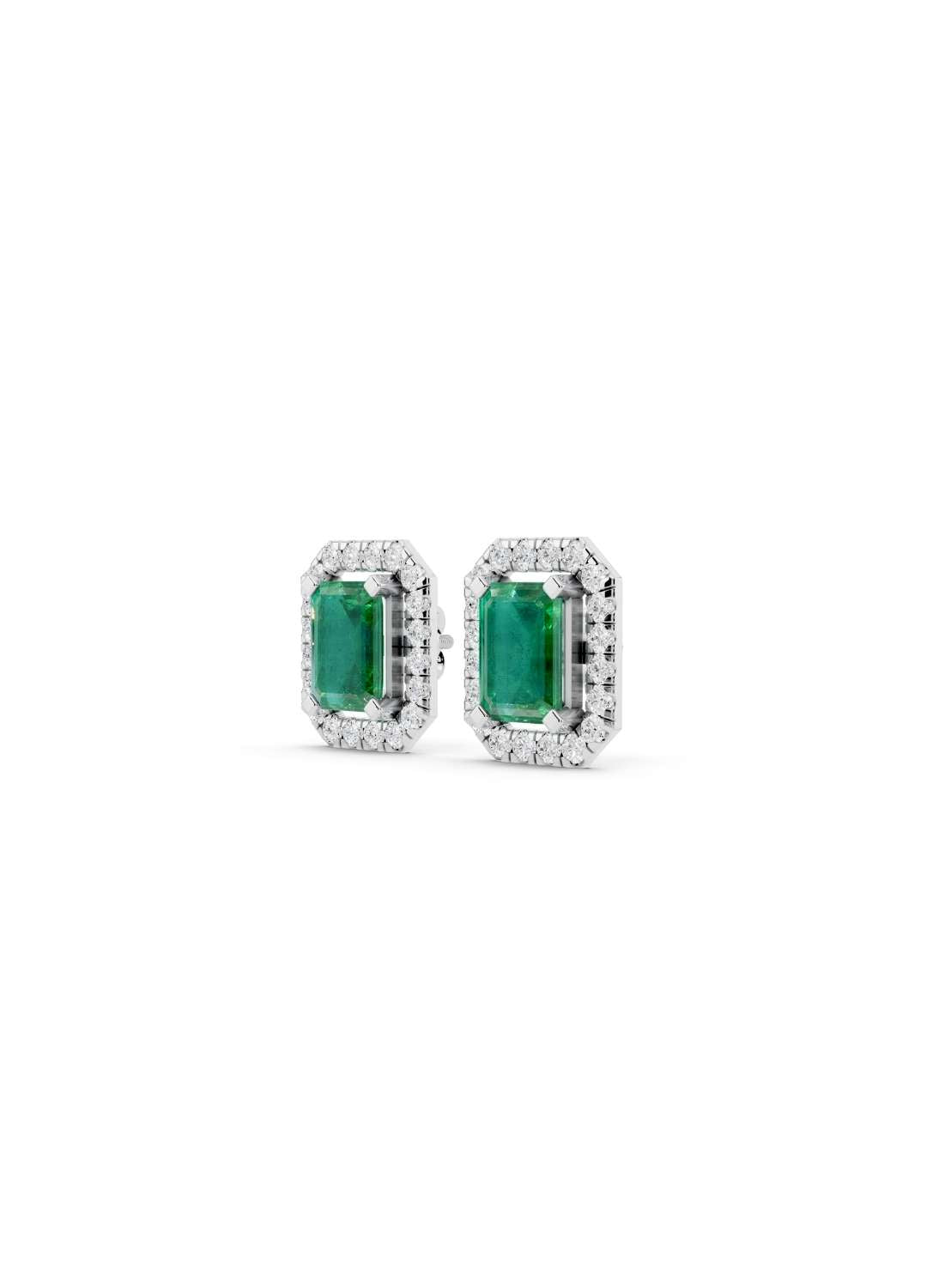 Emerald Sapphire & Diamond Halo Studs Image 10