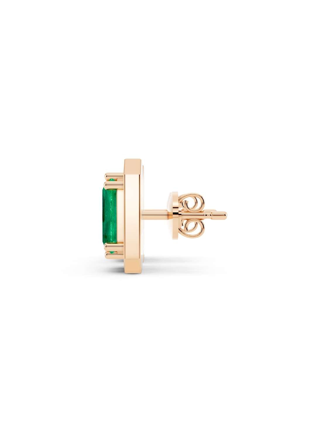 Emerald & Baguette Halo Stud Earrings Image 8