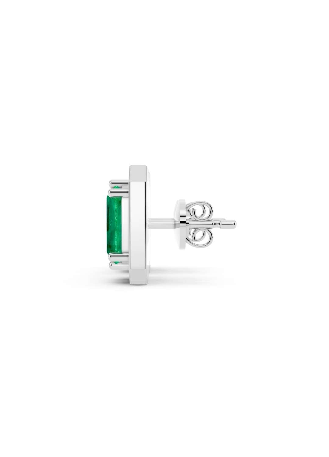 Emerald & Baguette Halo Stud Earrings Image 12