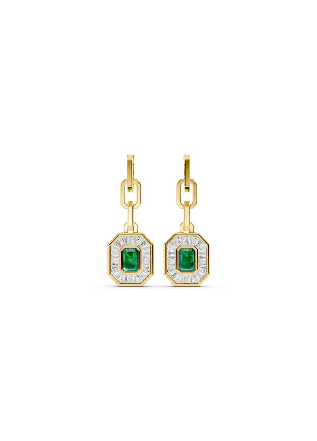Emerald & Diamond Baguette Earrings Image 1