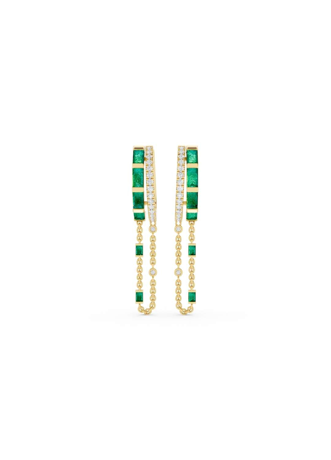 Emerald and Diamond Halo Drop Earrings Image 1