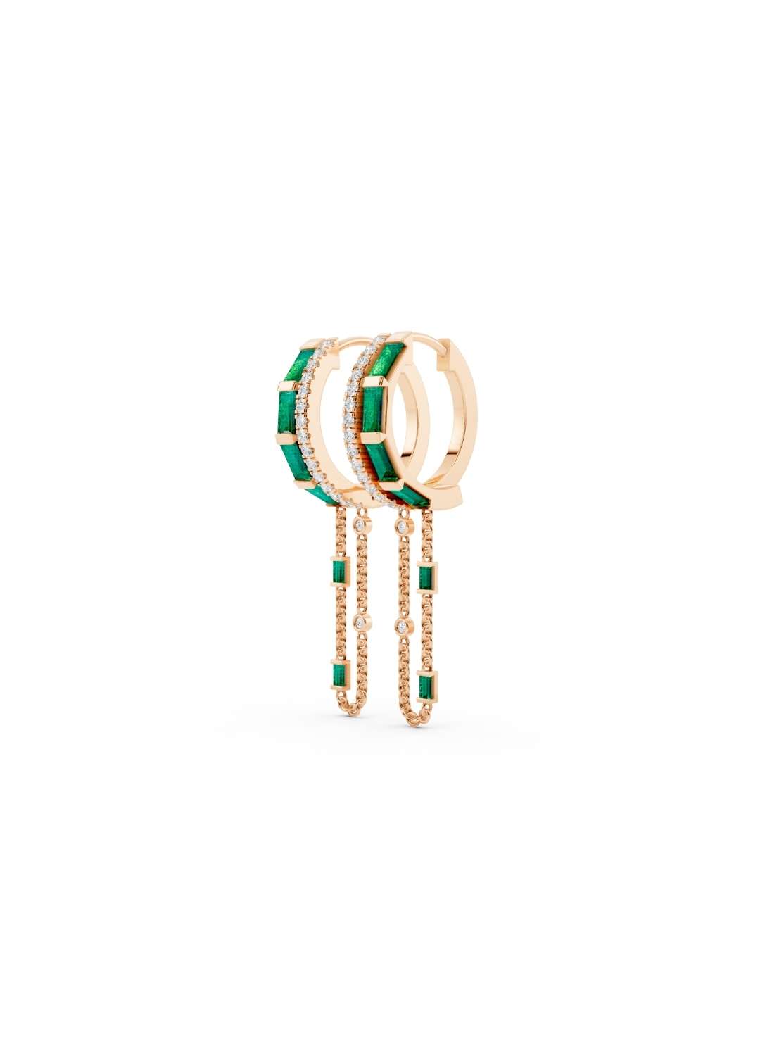 Emerald and Diamond Halo Drop Earrings Image 7