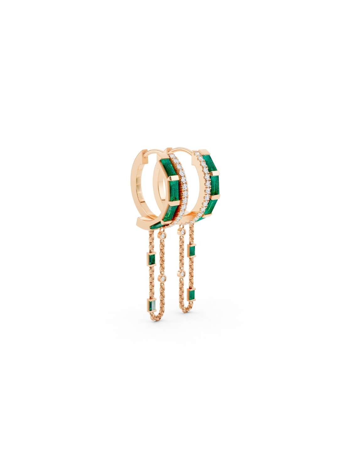 Emerald and Diamond Halo Drop Earrings Image 8