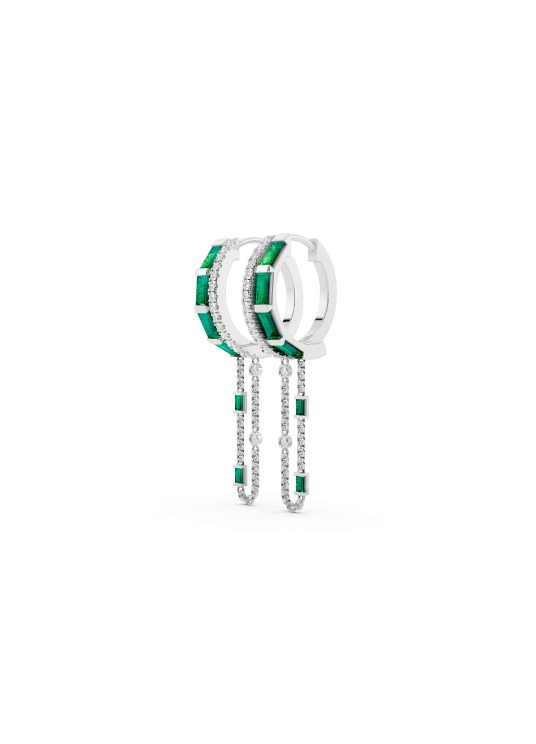 Emerald and Diamond Halo Drop Earrings Image 11