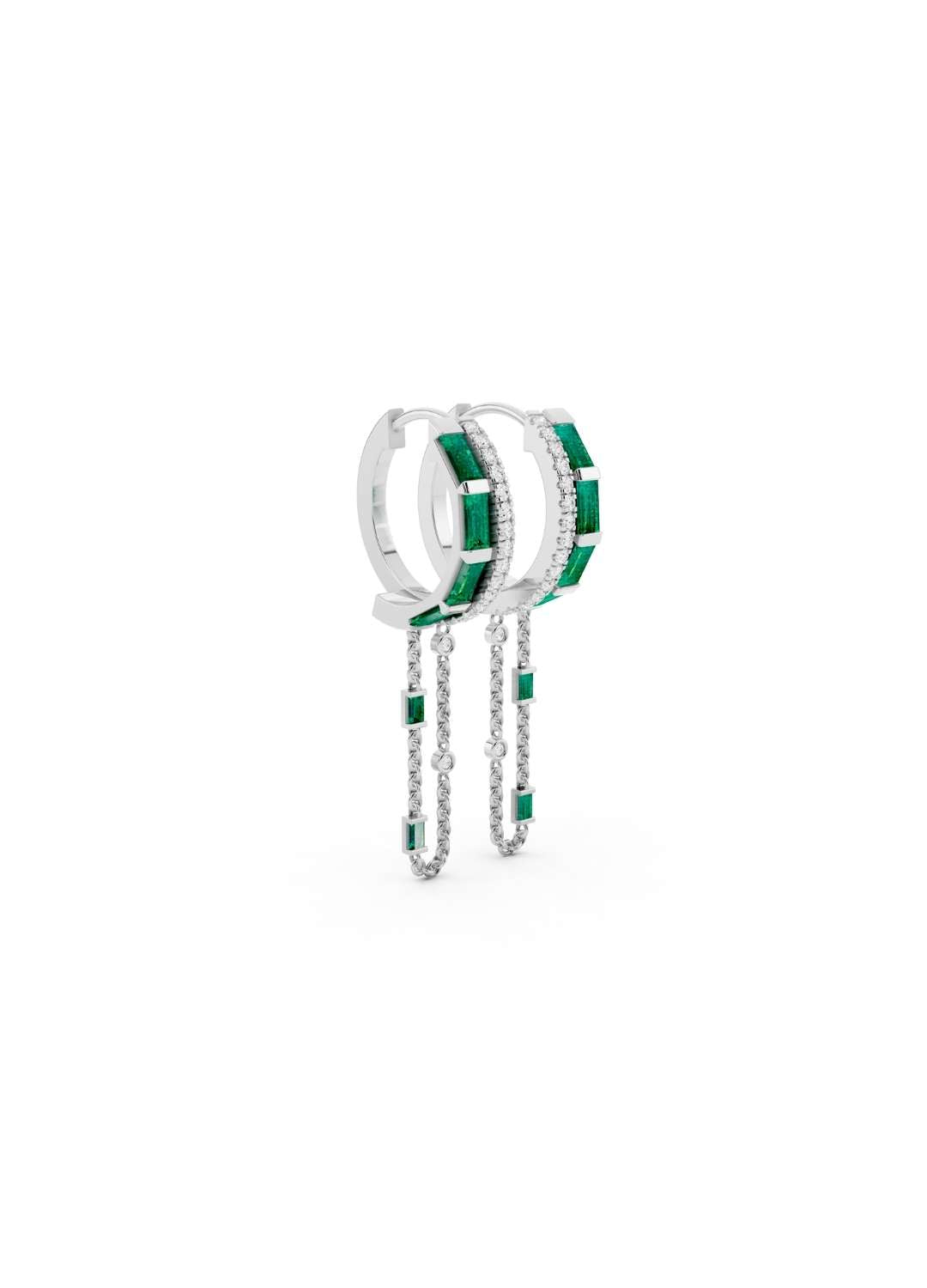 Emerald and Diamond Halo Drop Earrings Image 12